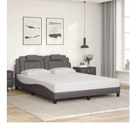 vidaXL Cadre de lit Viana avec tête de lit en similicuir gris 160x200 cm