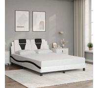 vidaXL Cadre de Lit Viana sans Matelas, Lit Rembourré avec Coussin, Lit Double, Lit Adulte Chambre, Moderne, Blanc et Noir 3208088