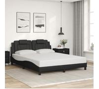 vidaXL Cadre de Lit Viana sans Matelas, Lit Rembourré avec Coussin, Lit Double, Lit Adulte Chambre, Moderne, Noir 160x200 cm