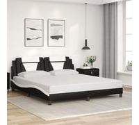vidaXL Cadre de Lit Viana sans Matelas, Lit Rembourré avec Coussin, Lit Double, Lit Adulte Chambre, Moderne, Noir et Blanc 3208115 Blanc G