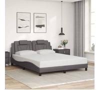 vidaXL Cadre de Lit Viana sans Matelas, Lit Rembourré avec Coussin, Lit Double, Lit Adulte Chambre, Moderne, Gris 160x200 cm