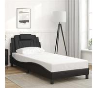 vidaXL Cadre de lit Viana rembourré sans matelas similicuir noir 90x200 cm