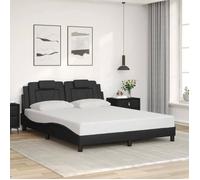 vidaXL Cadre de lit Viana – Rembourré en simili cuir noir, 160x200 cm, sans matelas
