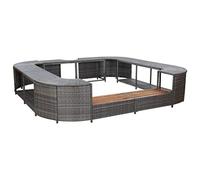 vidaXL Cadre de Spa Carré Accessoire de Spa Contour de Spa Extérieur Jardin Résistant à l'eau Robuste Gris 268x268x55 cm Résine Tressée