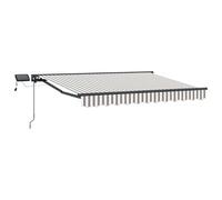 vidaXL Cadre de Store Manuel avec LEDs Gris Clair et Blanc 3,5 x 2,5 m, Voile d'ombrage pour Jardin et auvent, auvent Manuel Moderne avec lumière LED, Protection extérieure réglable