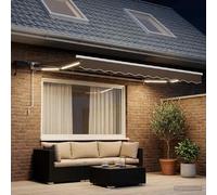 vidaXL Cadre de store manuel avec LEDs Taupe 3,5 x 2 m