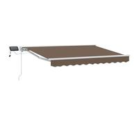 vidaXL Cadre de Store Manuel avec LEDs Taupe 5 × 3,5 m, Voile d'ombrage pour Jardin et auvent, auvent Manuel Moderne avec lumière LED, Protection extérieure réglable
