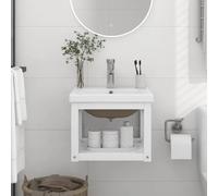 vidaXL Cadre lavabo mural Blanc