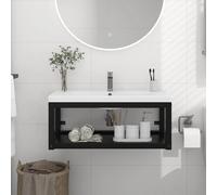 vidaXL Cadre lavabo mural Noir