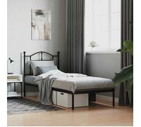 vidaXL Cadre lit métal tête noir 90x190 cm structure solide design industriel chambre compacte élégante