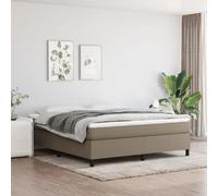 vidaXL Cadre de lit à Lattes, Lit Rembourré, Lit Double avec Sommier à Lattes, Lit Adulte de Chambre à Coucher, Moderne, Taupe 180x200 cm Tissu