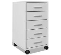 vidaXL Caisson à tiroir de bureau avec roulettes et 5 tiroirs blanc