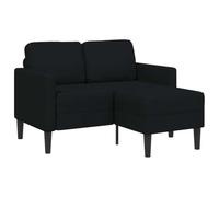 vidaXL Canapé 2 places avec méridienne en L noir 125 cm tissu 4107063