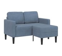 vidaXL Canapé 2 places avec méridienne en L, Bleu, 125 cm, lin, convertible