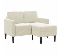 vidaXL Canapé 2 places avec méridienne en L 125 cm Velours crème