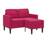 vidaXL Canapé 2 places avec méridienne en L velours rouge bordeaux 125 cm