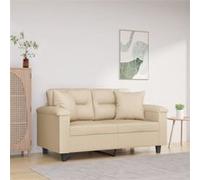vidaXL Canapé 2 places avec oreillers crème 120 cm tissu microfibre Crème G