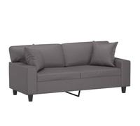 vidaXL Canapé 2 Places avec oreillers décoratifs Gris 140cm Similicuir, canapé, Causeuse, canapé de Salon, canapés, canapé rembourré, sièges de Salon