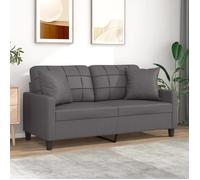 vidaXL Canapé 2 places avec oreillers décoratifs gris 140cm similicuir