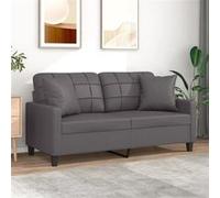 vidaXL Canapé 2 places avec oreillers décoratifs gris 140cm similicuir, canapé, causeuse, canapé de salon, canapés, canapé 3200805