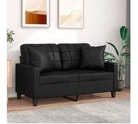 vidaXL Canapé 2 places – Similicuir, oreillers décoratifs, rembourré – Noir 120 cm