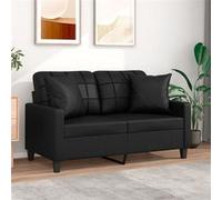 vidaXL Canapé 2 Places avec oreillers décoratifs Noir 120cm Similicuir, canapé, Causeuse, canapé de Salon, canapés, canapé rembourré, sièges de Salon