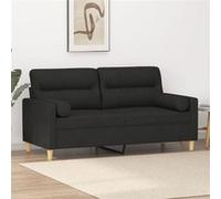 vidaXL Canapé 2 places avec oreillers décoratifs noir 140 cm tissu