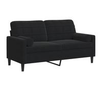 vidaXL Canapé 2 places velours avec oreillers décoratifs Noir