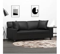 vidaXL Canapé 2 places avec oreillers décoratifs noir 140cm similicuir 3200866