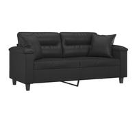 vidaXL Canapé 2 Places avec oreillers décoratifs Noir 140cm Similicuir, canapé, Causeuse, canapé de Salon, canapés, canapé rembourré, sièges de Salon