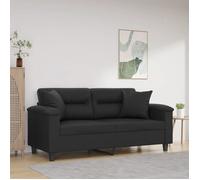 vidaXL Canapé 2 places avec oreillers décoratifs noir 140cm similicuir, canapé, causeuse, canapé de salon, canapés, canapé 3200988