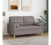 vidaXL Canapé 2 places avec oreillers décoratifs taupe 120 cm tissu, canapé, causeuse, canapé de salon, canapés, canapé 3200781 Gris G