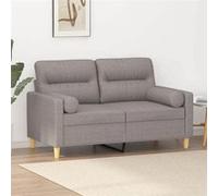 vidaXL Canapé 2 places avec oreillers décoratifs taupe 120 cm tissu, canapé, causeuse, canapé de salon, canapés, canapé 3200820 Gris G