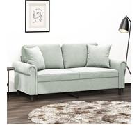 vidaXL Canapé 2 places en velours 140 cm avec oreillers gris clair