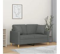 vidaXL Canapé 2 places avec oreillers – tissu gris foncé 120 cm