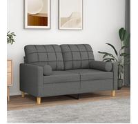 vidaXL Canapé 2 places avec oreillers gris foncé 120 cm tissu, canapé, causeuse, canapé de salon, canapés, canapé rembourré, 3200775