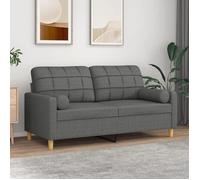 vidaXL Canapé 2 places avec oreillers – tissu 140 cm – Gris foncé