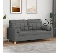 vidaXL Canapé 2 places avec oreillers gris foncé 140 cm tissu, canapé, causeuse, canapé de salon, canapés, canapé rembourré, 3200783 Gris G