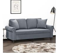 vidaXL Canapé 2 places avec oreillers gris foncé 140 cm velours, canapé, canapé rembourré, siège de salon, causeuse, canapé 3200946