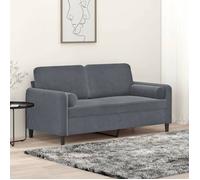 vidaXL Canapé 2 places 140 cm velours avec oreillers Gris foncé
