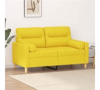 Canapé 2 places avec oreillers jaune clair 120 cm tissu
