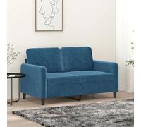 vidaXL Canapé à 2 places Bleu 120 cm Velours Bleu G