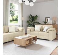 vidaXL Canapé 2 pcs Crème 219 x 80 x 82 cm Tissu, Salon, canapé 2 Places rectangulaire, Design Moderne et Respirant, Tissu Durable, mobilier Contemporain