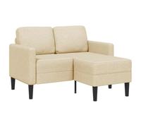vidaXL Canapé 2 places en L avec méridienne, tissu crème, 125 cm