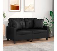 vidaXL Canapé 2 Places avec oreillers décoratifs Noir 120cm Similicuir, canapé, Causeuse, canapé de Salon, canapés, canapé rembourré, sièges de Salon