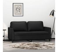 vidaXL Canapé à 2 Places, Causeuse avec Accoudoirs, Siège avec Dossier Rembourré, Meuble de Salon Salle de Séjour, Moderne, Noir Similicuir