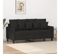 vidaXL Canapé à 2 Places, Causeuse avec Accoudoirs, Siège avec Dossier Rembourré, Meuble de Salon Salle de Séjour, Moderne, Noir Tissu
