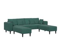 vidaXL Canapé 3 pcs avec coussin – Velours, cadre contreplaqué, coussins en mousse – Vert foncé