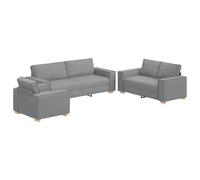 vidaXL Canapé 3 pcs Gris Clair 220 x 80 x 84 cm Tissu en Lin mélangé, Canapé en Lin élégant, Ensemble Chic, canapé Moderne, 3 Places, 2 Places, Salon Contemporain