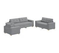 vidaXL Ensemble de canapés 3 pièces gris clair – Coussins en tissu